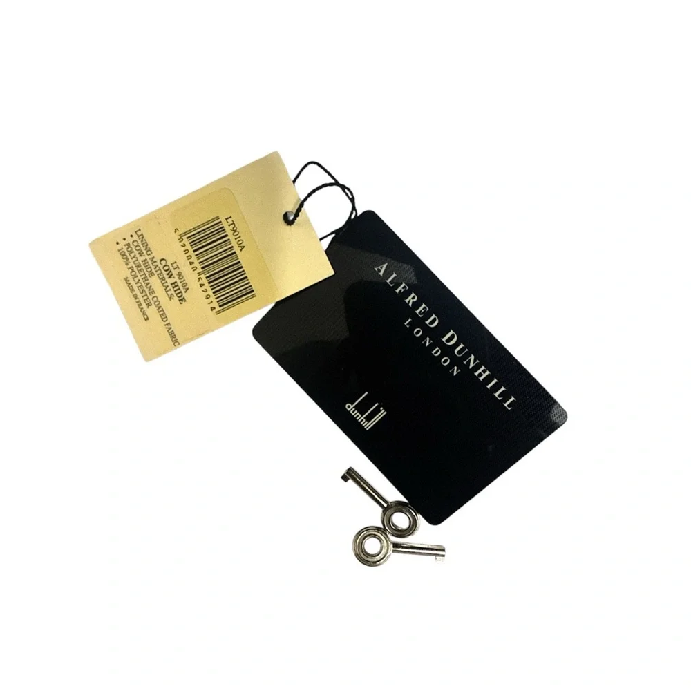Dunhill Black Leather Document Holder Handbag with Keys, Org. Tag and COA Card